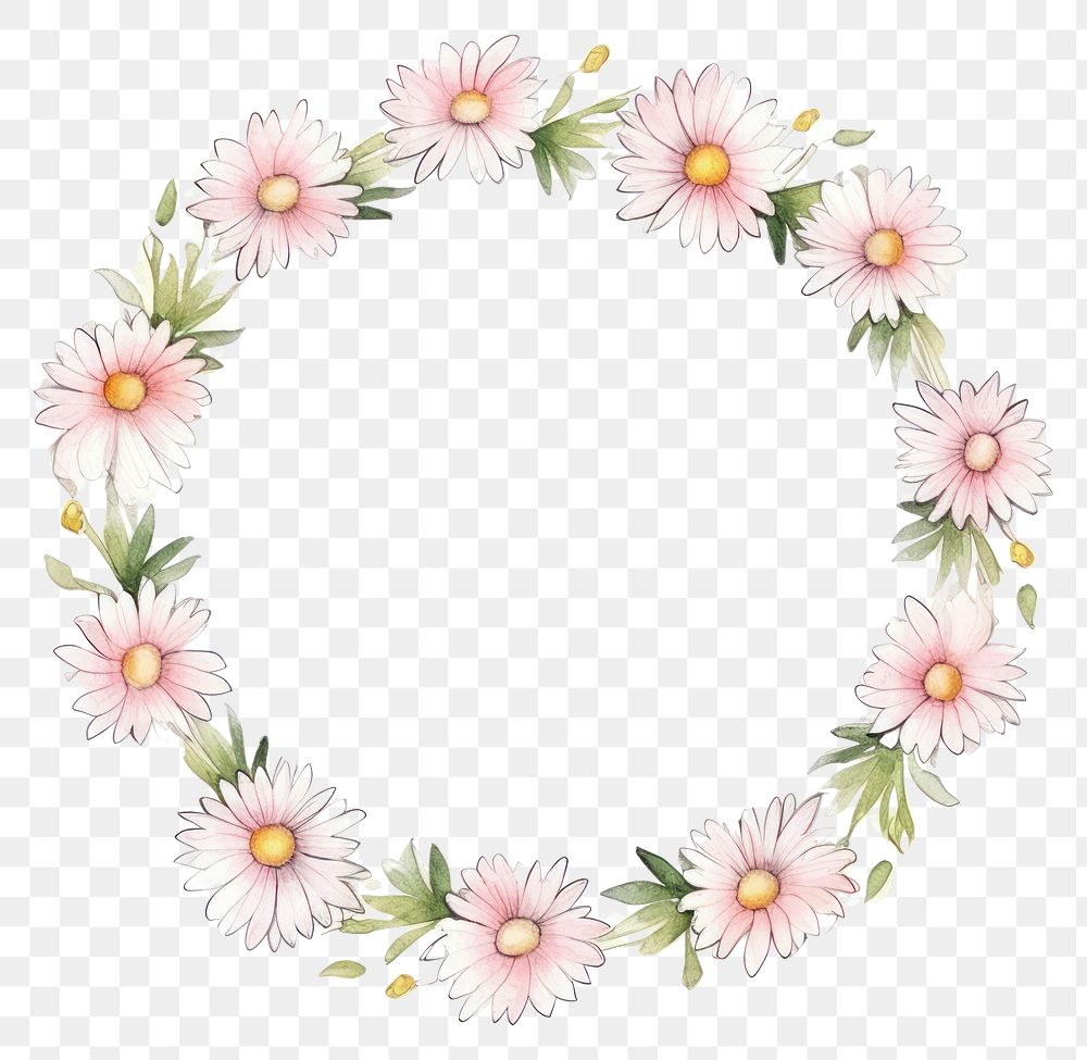 PNG Little daisy circle border pattern flower wreath.