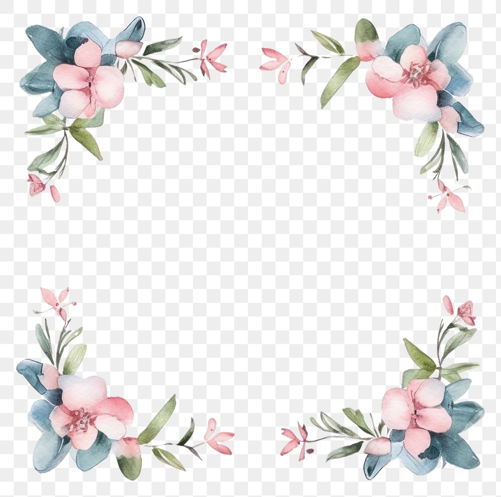 PNG Flower square border pattern wreath plant.