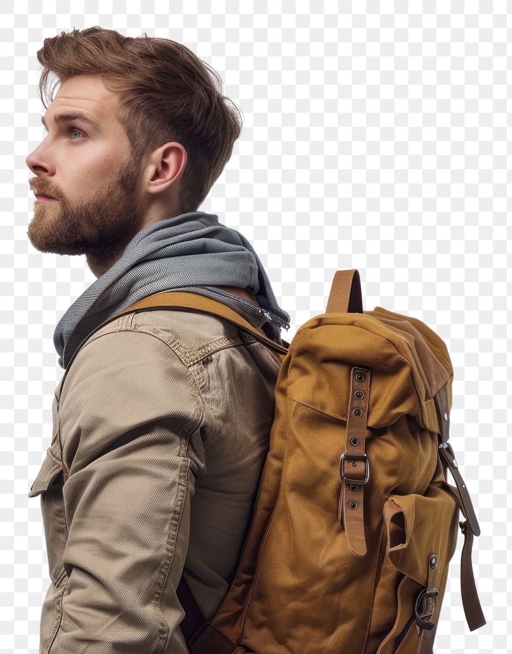 PNG Man wearing a backpack adult white background backpacking.