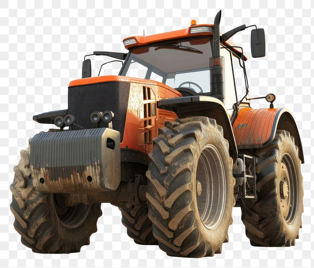 PNG Modern wheeled tractor vehicle white background transportation.
