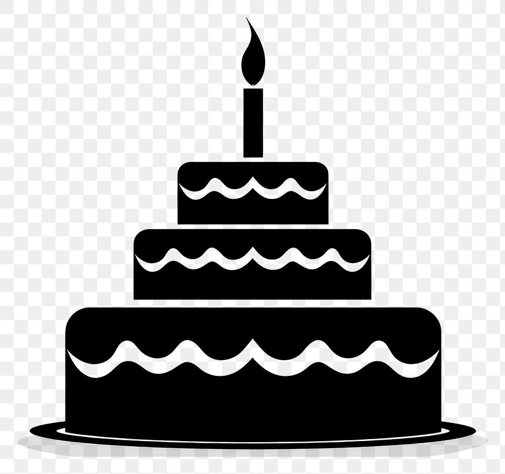 PNG Birthday cake logo icon dessert black anniversary.