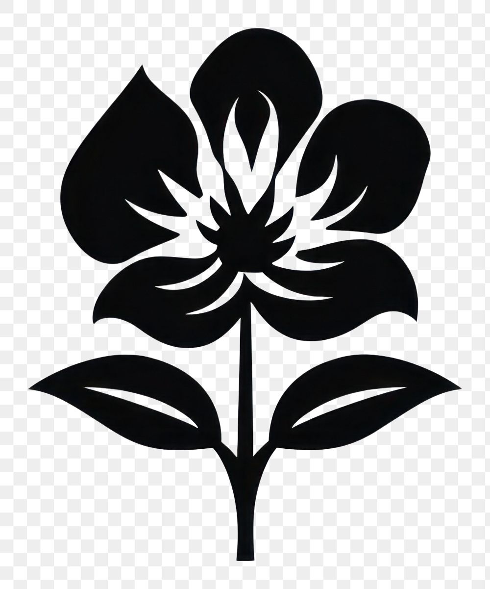 PNG Flower logo icon white black white background.