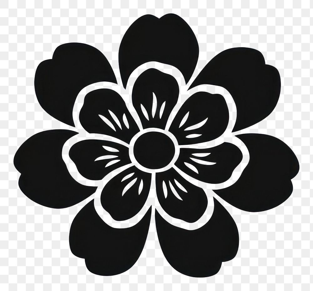 PNG Flower logo icon pattern white black.