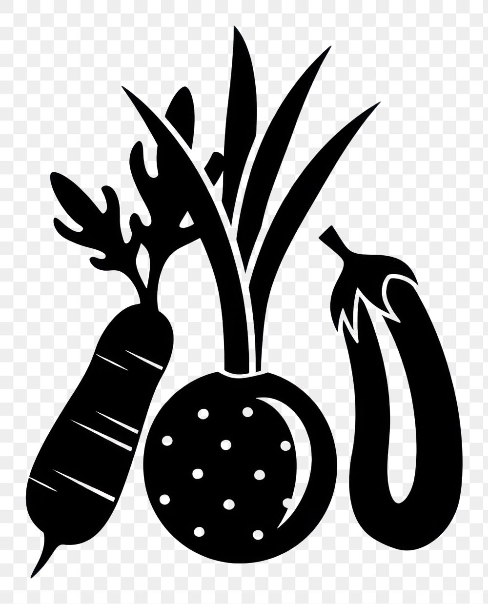 PNG Vegetables logo icon black white background monochrome.