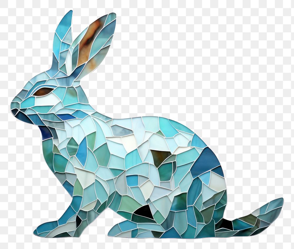 Mosaic tiles of rabbit animal mammal rodent.