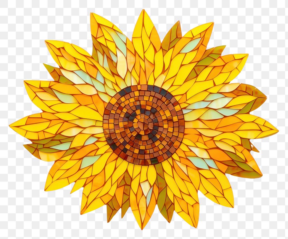 Mosaic tiles of sunflower pattern plant art.