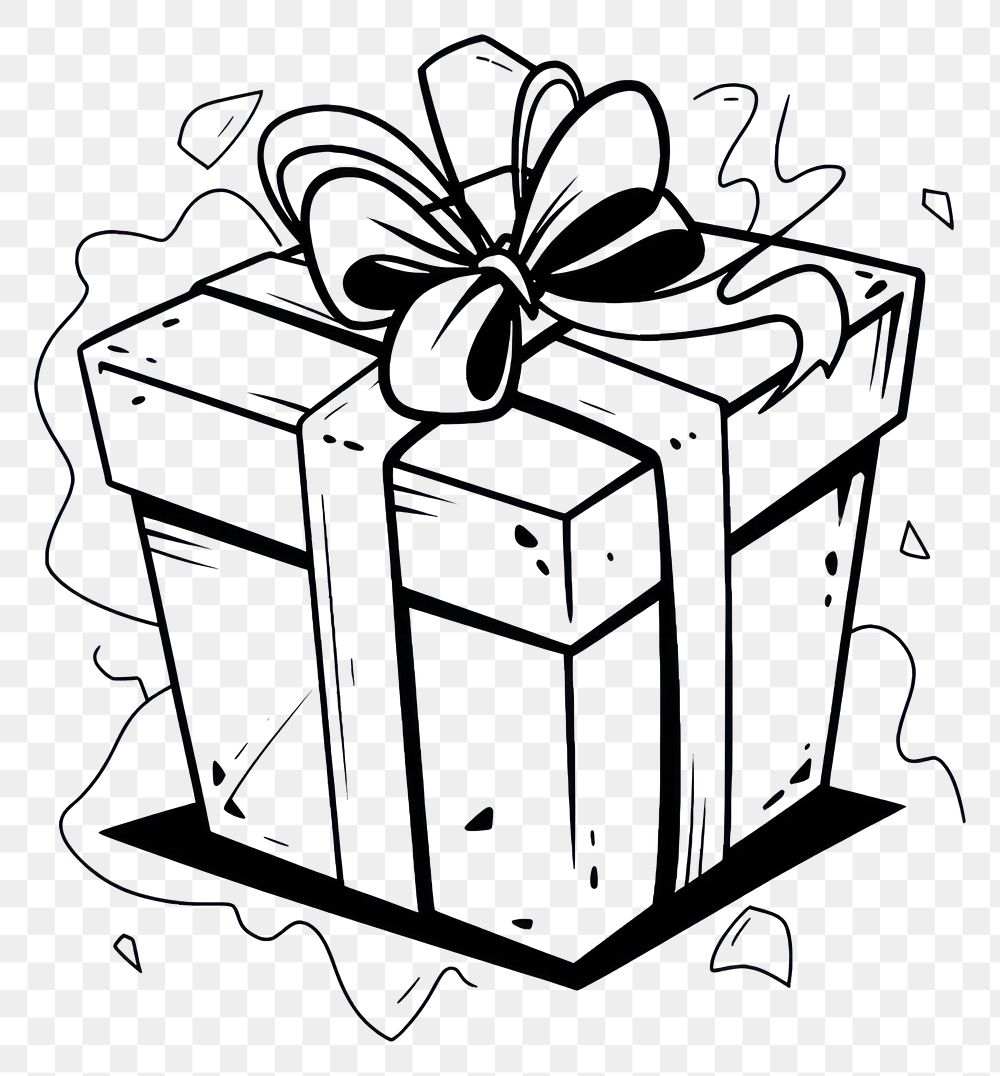 PNG Illustration of a gift box cartoon sketch line