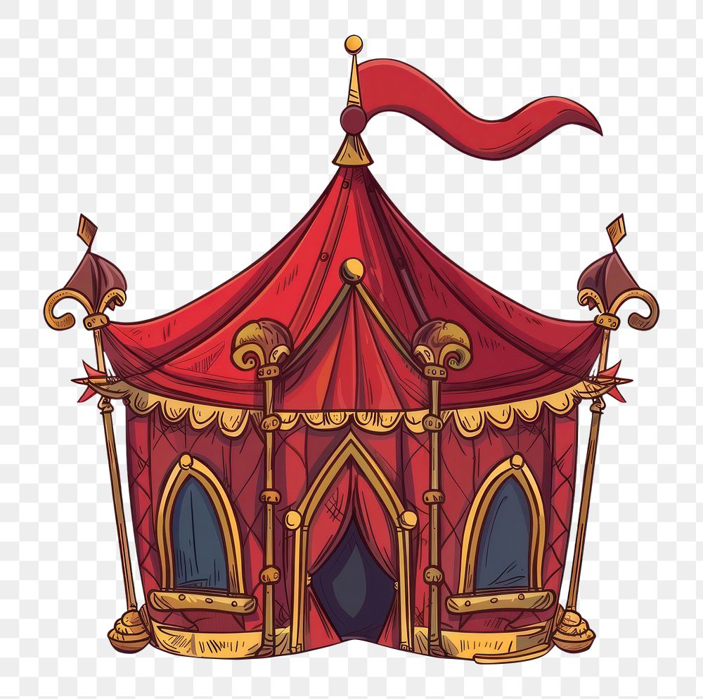 PNG Cartoon of tent architecture carousel furniture.