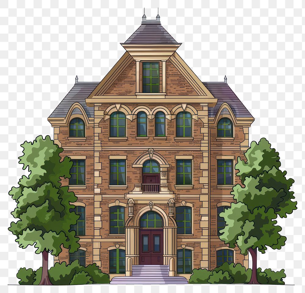 PNG Cartoon of university architecture building house.