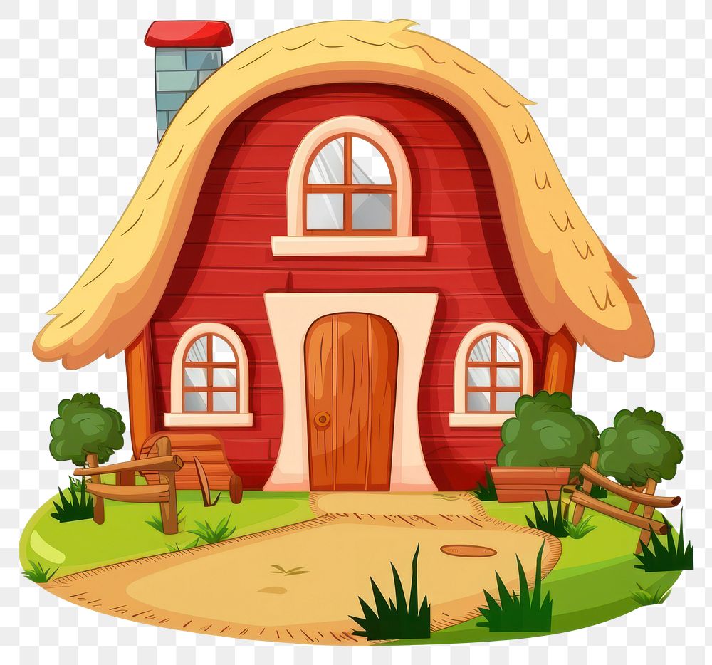 PNG Cartoon of agricultural architecture building house.