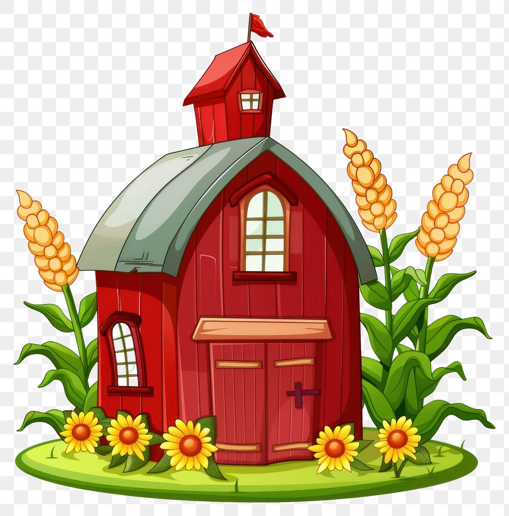 PNG Cartoon of agricultural architecture building outdoors.