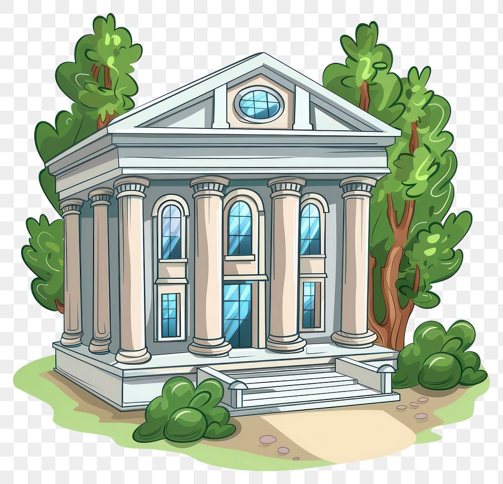 PNG Cartoon of art museum architecture building illustrated.