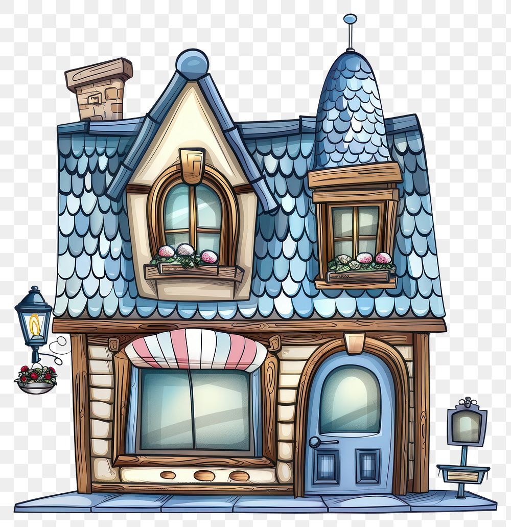 PNG Cartoon of barber shop architecture building house.
