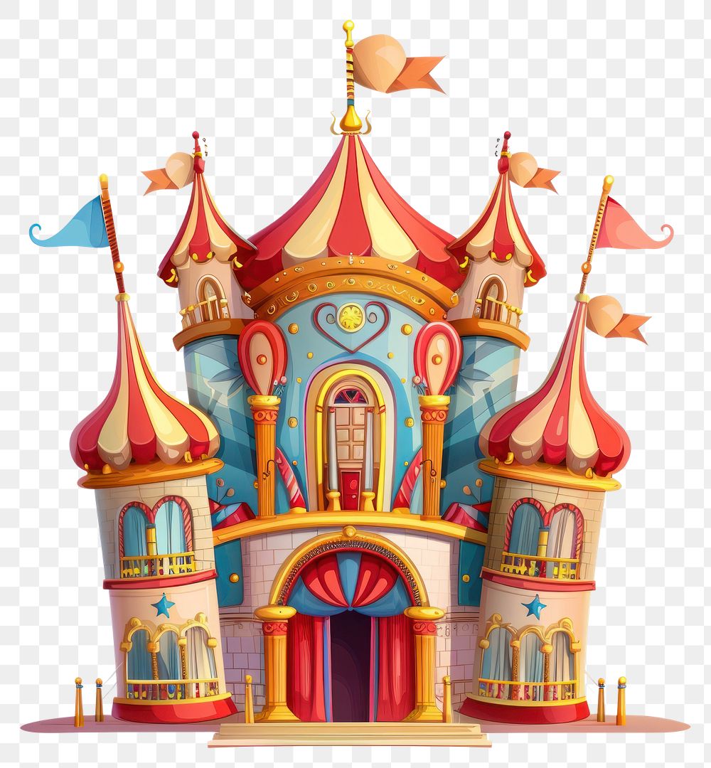 PNG Cartoon of circus architecture building white background.