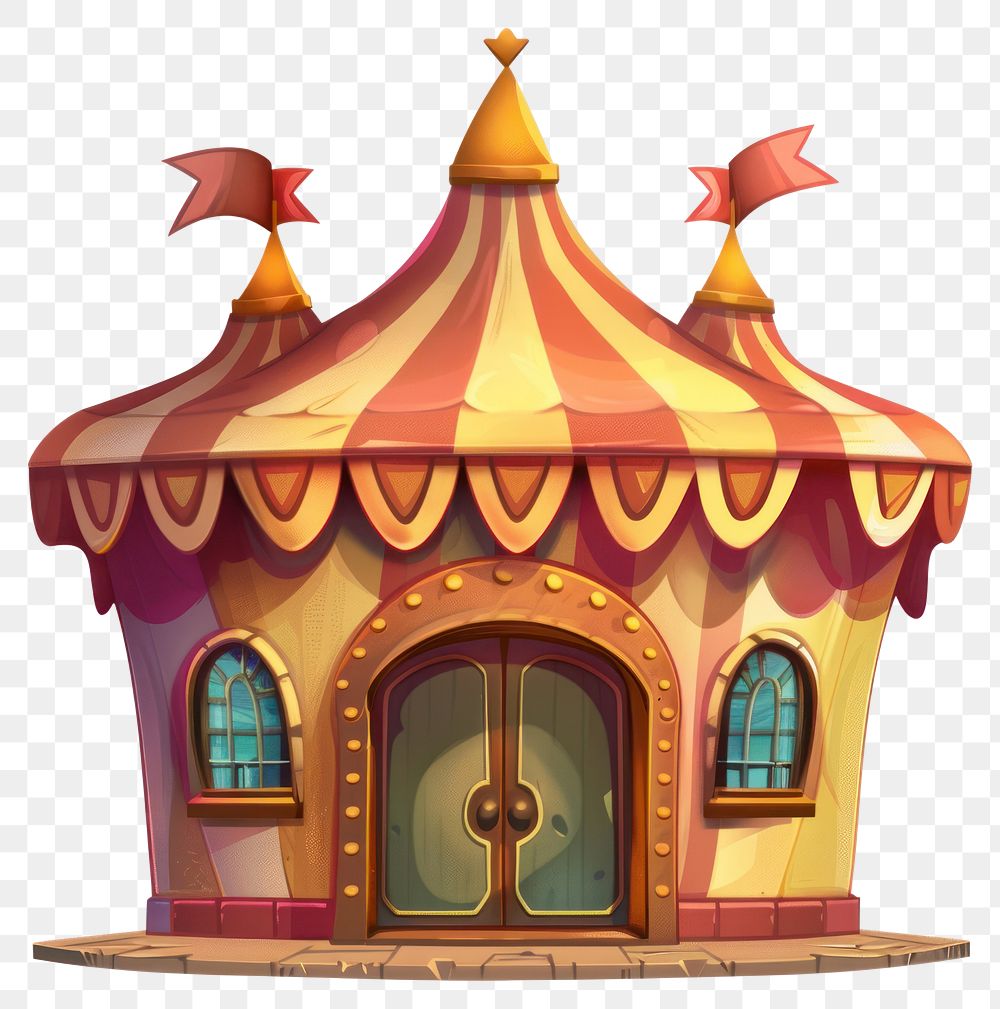 PNG Cartoon of circus architecture building carousel.