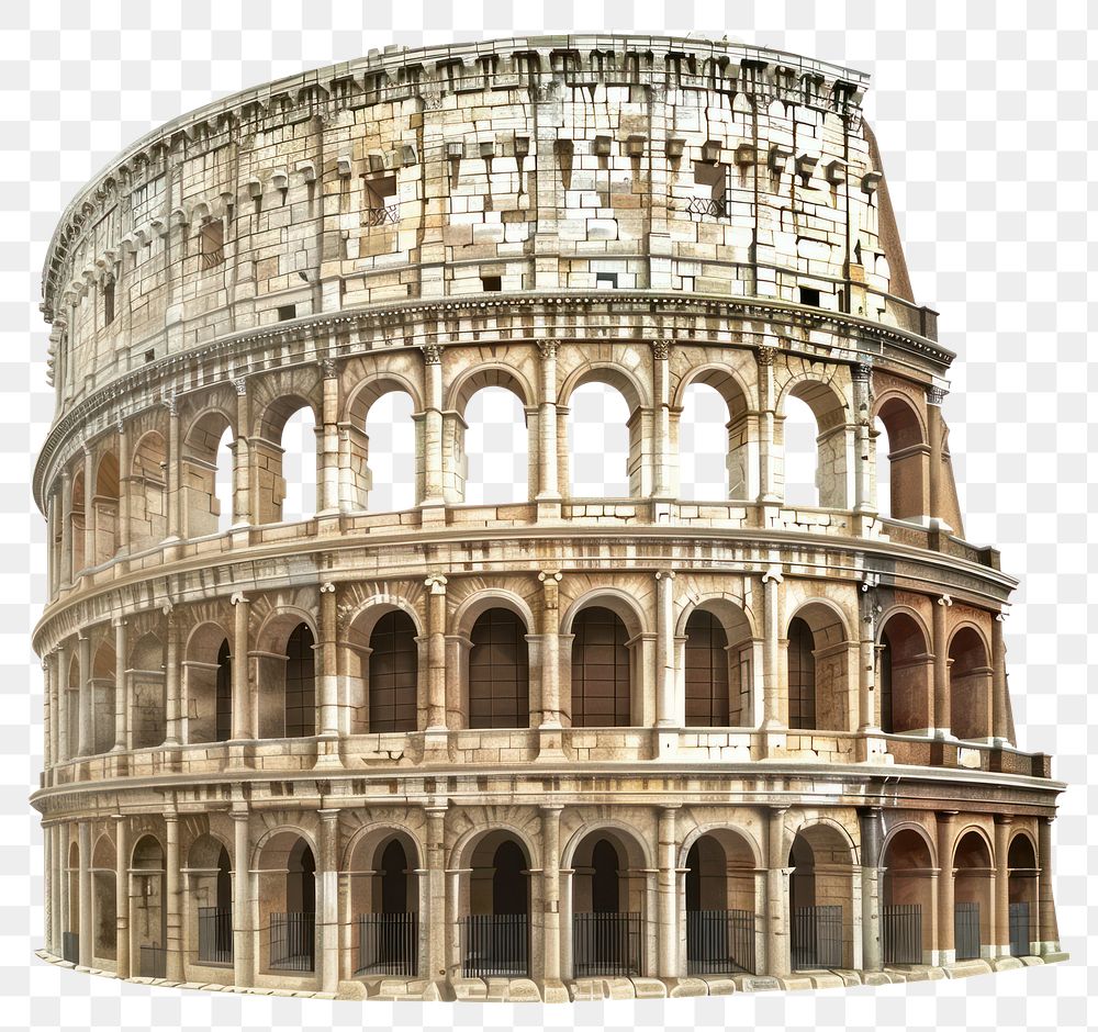 PNG Cartoon of colosseum architecture landmark white background.