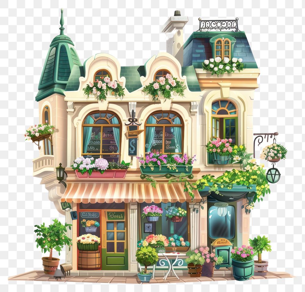 PNG Cartoon of flower shop architecture building house