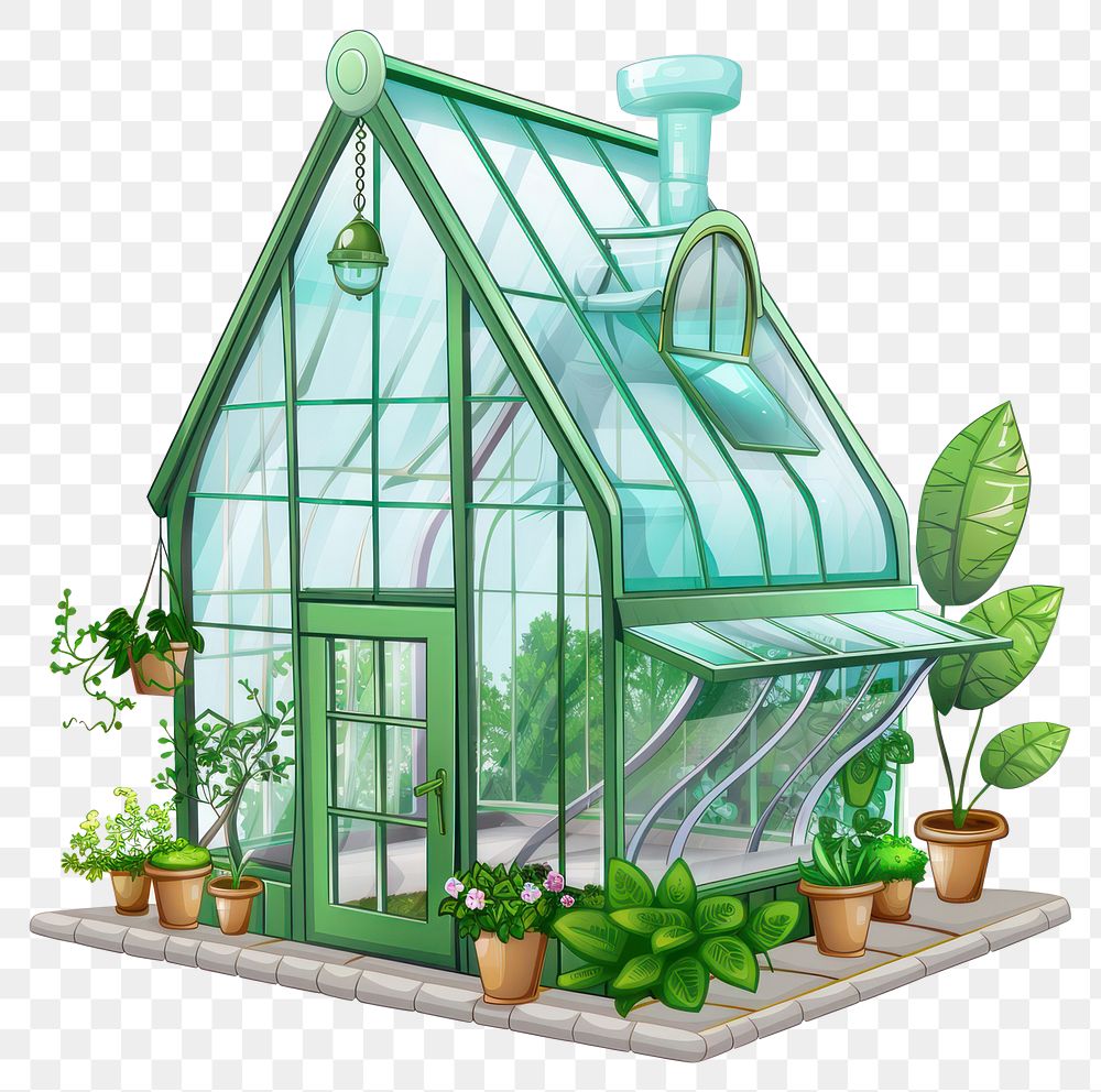 PNG Cartoon of greenhouse architecture building outdoors