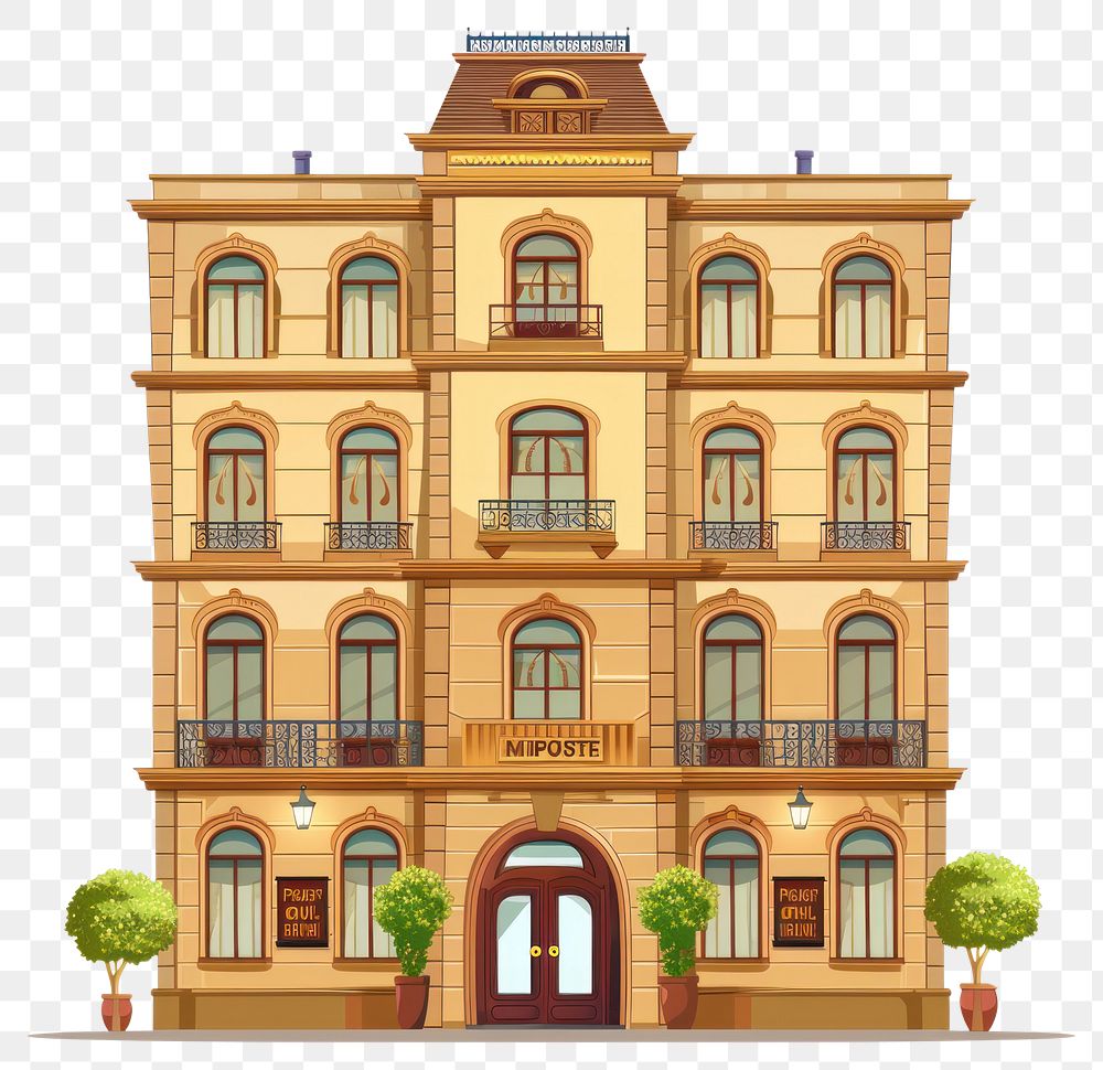 PNG Cartoon of hotel architecture building house.