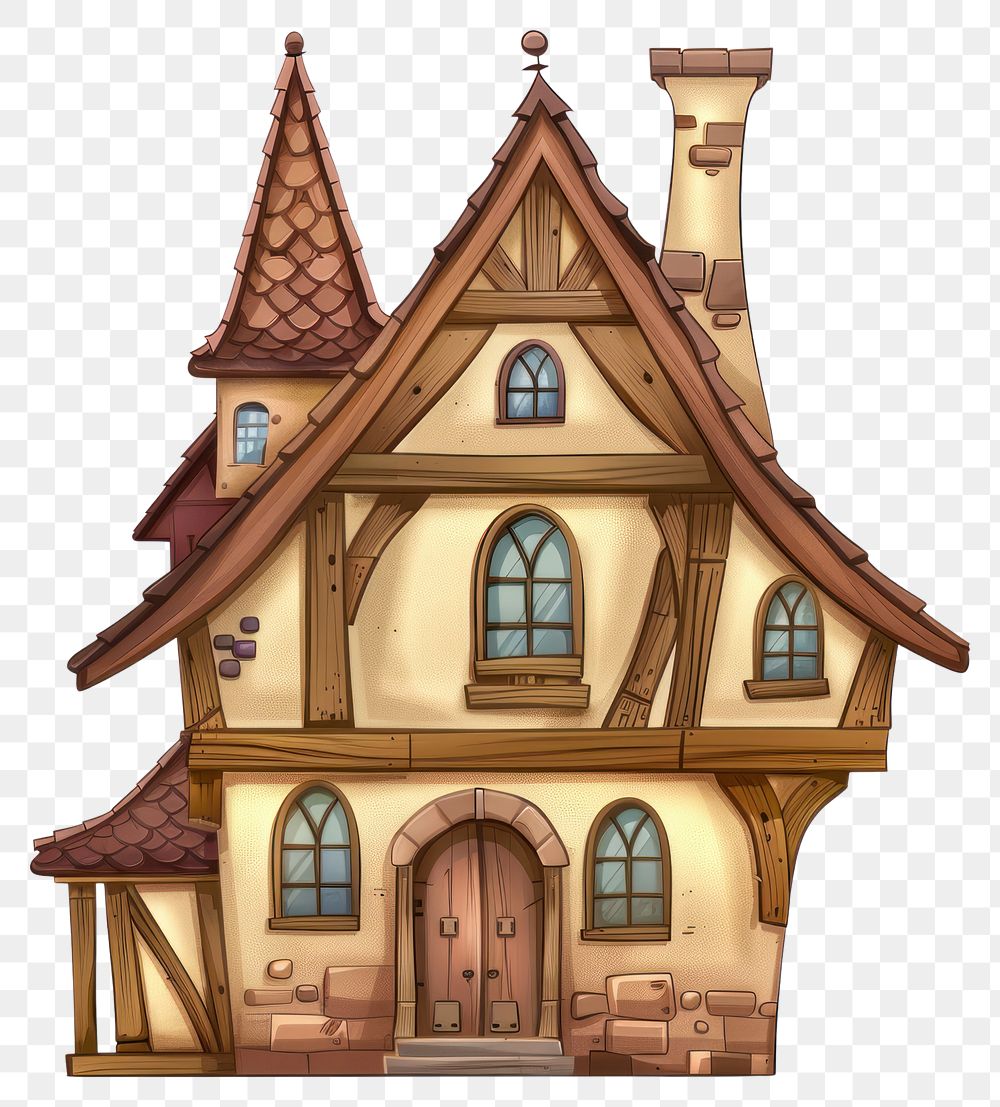 PNG Cartoon of nordic architecture building house.