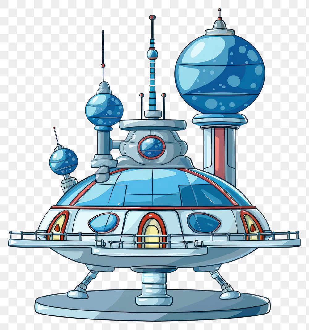 PNG Cartoon of space station architecture building vehicle.