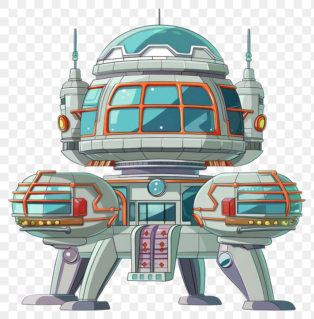 PNG Cartoon of space station architecture building machine.