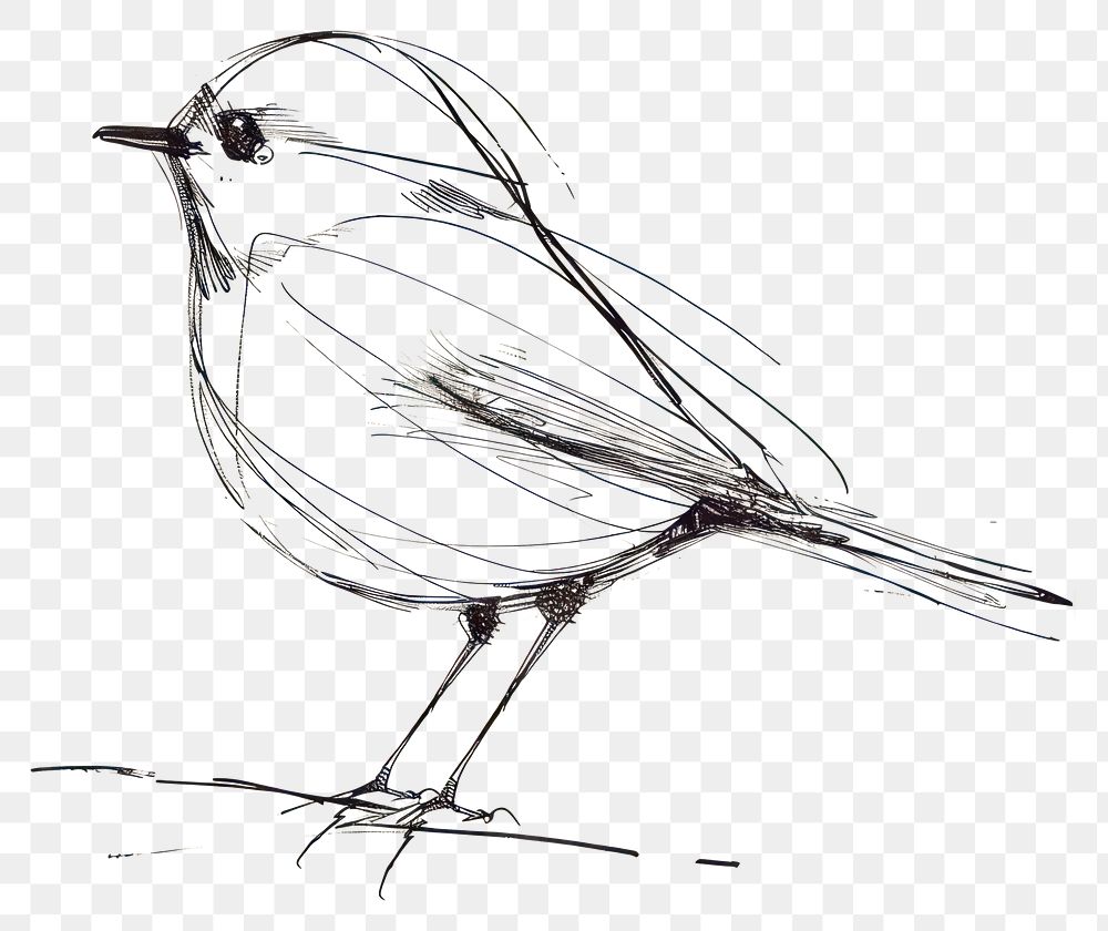 PNG Hand drawn of bird drawing sketch monochrome.