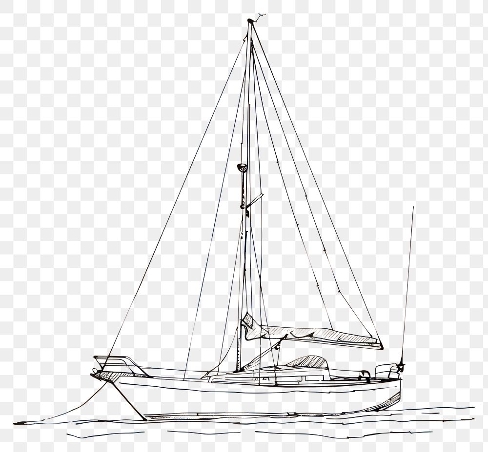 PNG Hand drawn of boat drawing sketch watercraft
