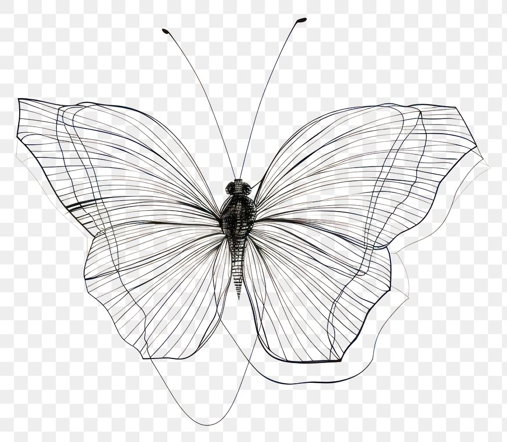 PNG Hand drawn of butterfly drawing sketch monochrome