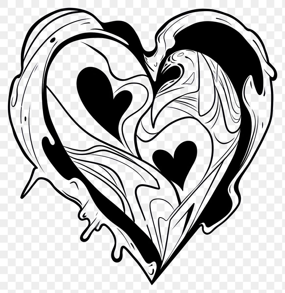 PNG Outline sketching illustration of a love heart cartoon drawing illustrated.