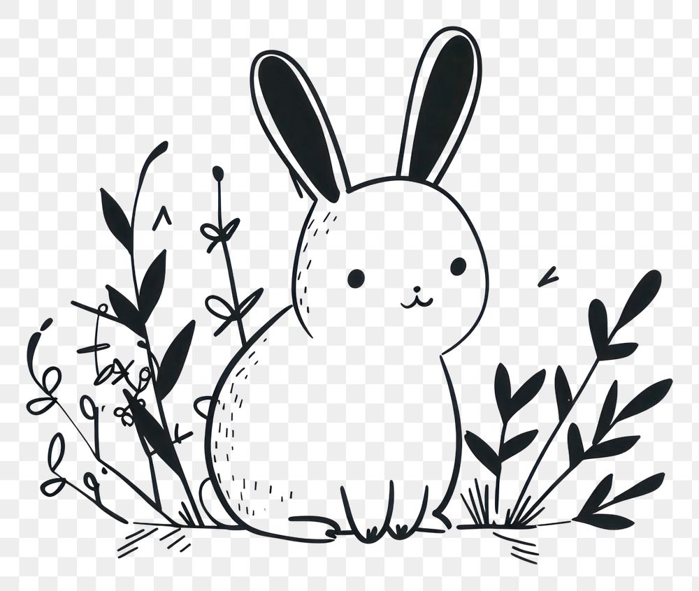 PNG Divider doodle leaf bunny outline drawing animal
