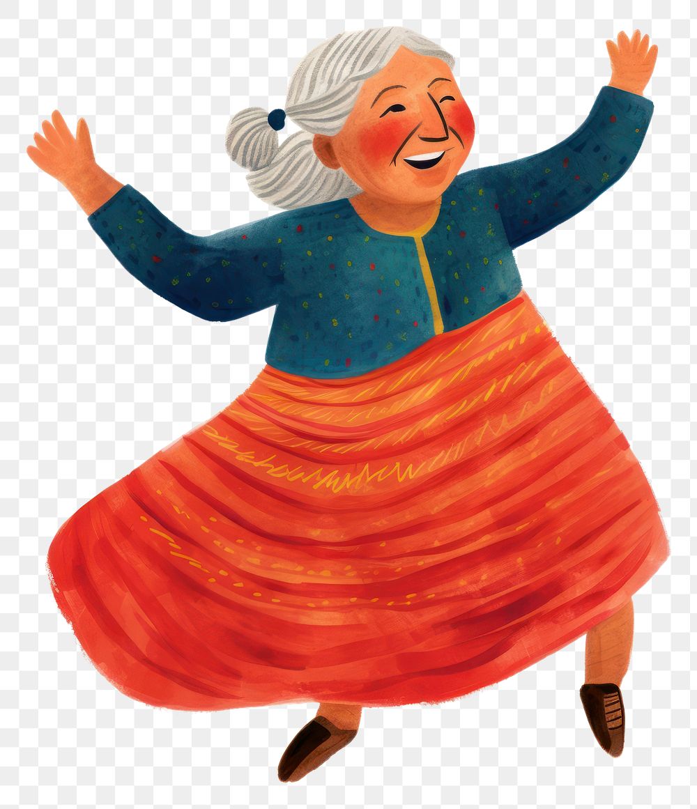 PNG Grandma dancing white background representation retirement.