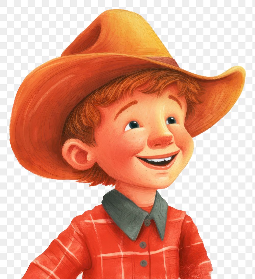 PNG Cowboy kid red white background happiness.