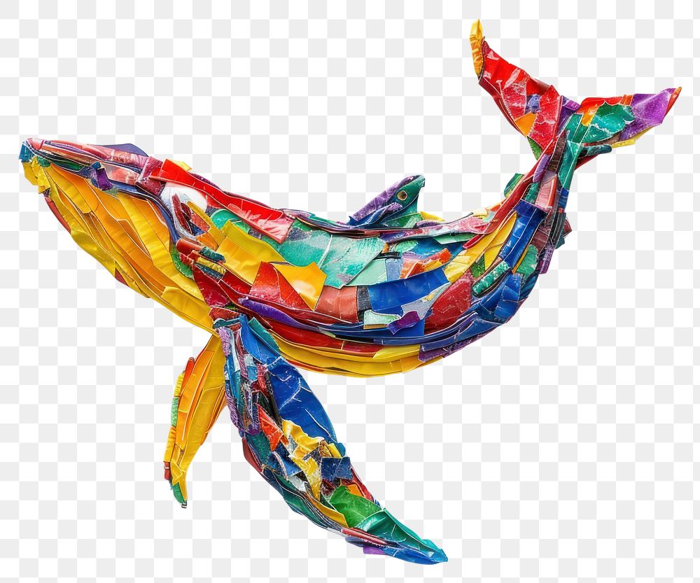 PNG Whale made from polyethylene art white background creativity.