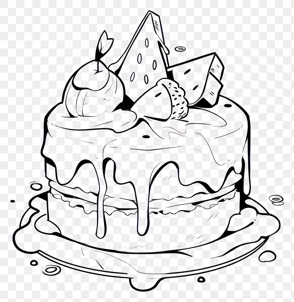 PNG Illustration of a minimal cute pancake sketch dessert cartoon.