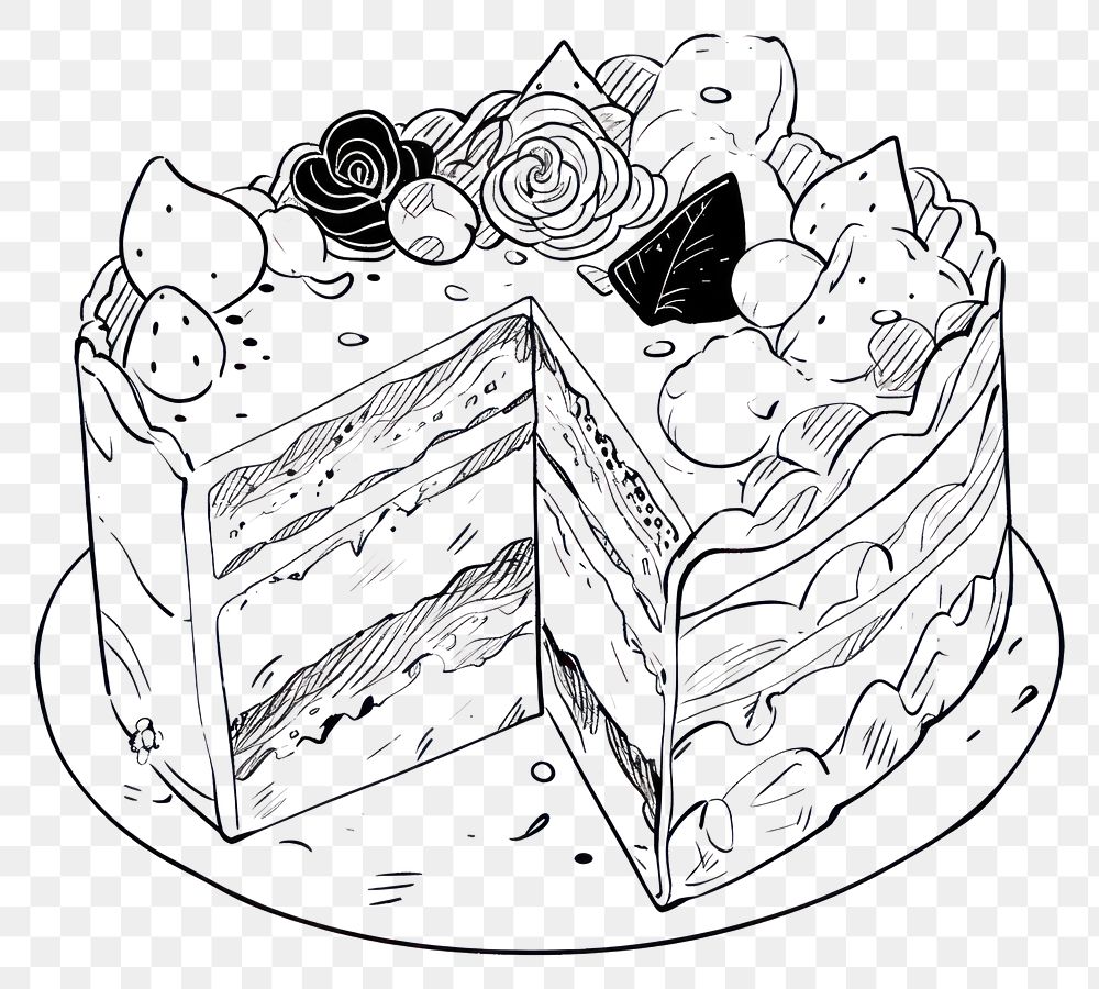 PNG Illustration of a stunning cake sketch dessert cartoon.