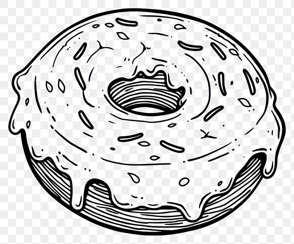 PNG Illustration of a minimal simple donut dessert cartoon sketch.