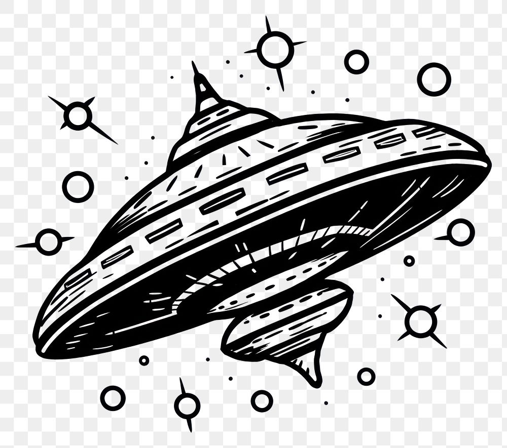 PNG Illustration of a ufo sketch cartoon drawing.
