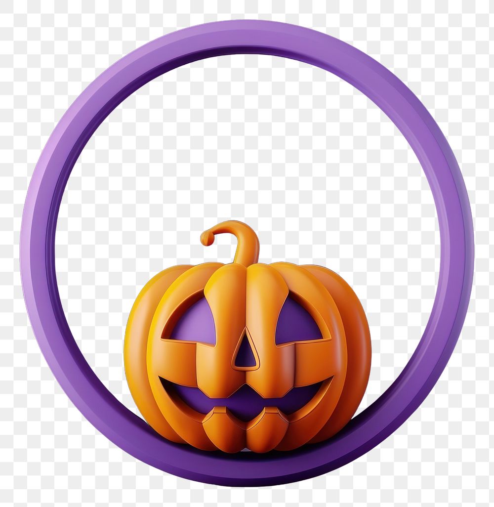 PNG 3d halloween circle frame pumpkin purple anthropomorphic.