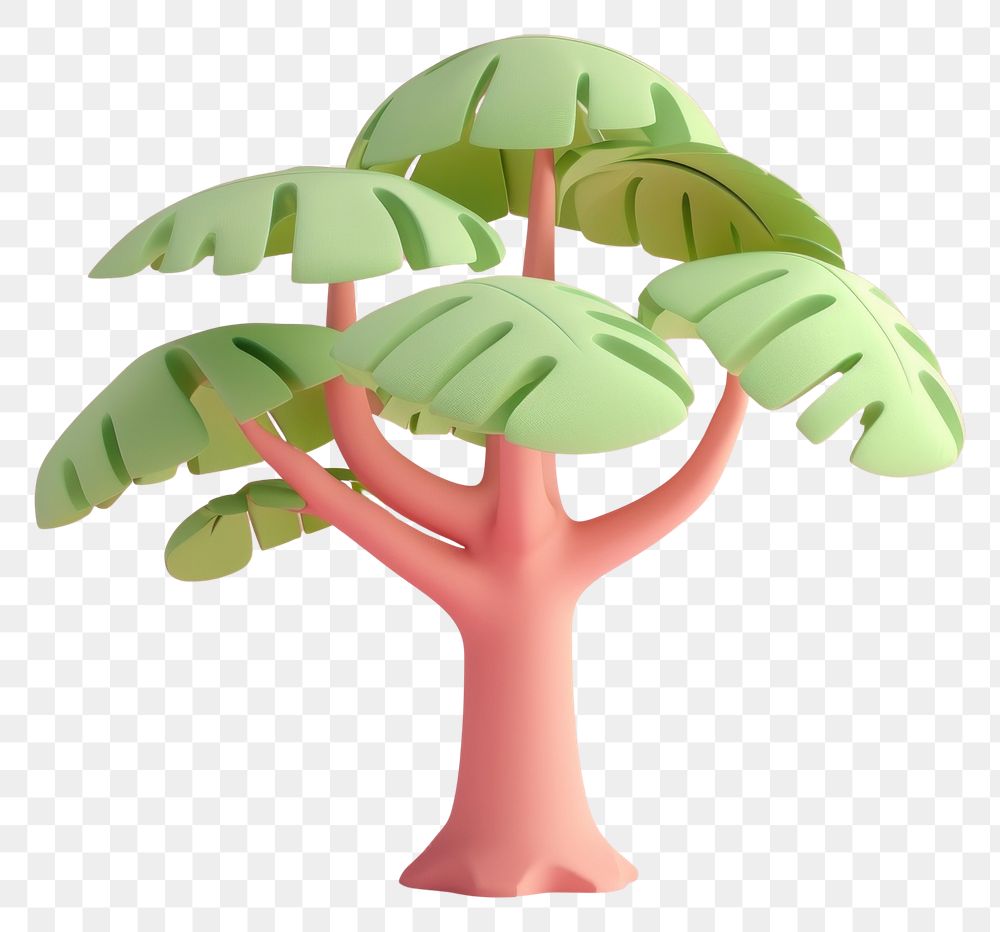 PNG 3d cartoon rendering Tropical tree icon vegetation painting person.