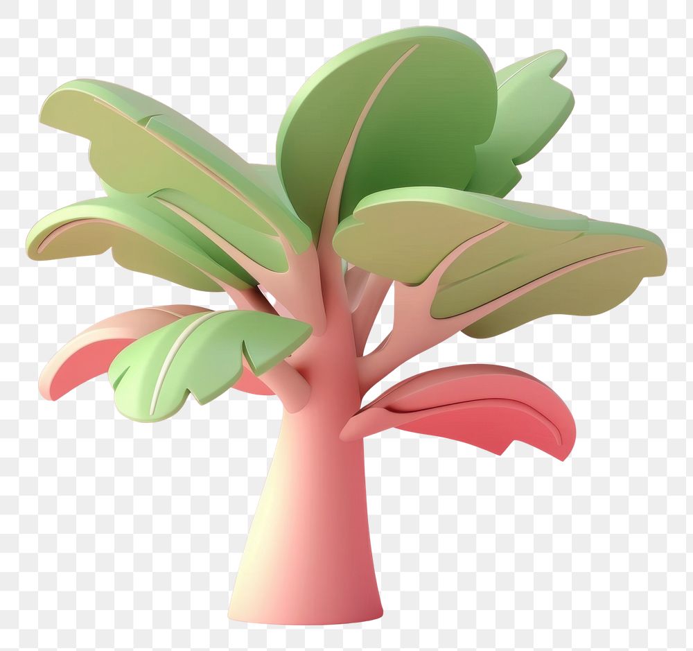 PNG 3d cartoon rendering Tropical tree icon vegetable pottery produce.
