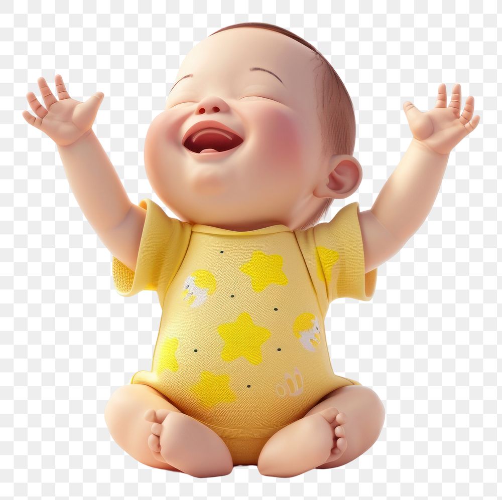 PNG Cute happy 3d baby person human head.