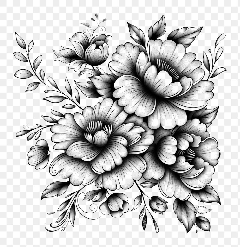 PNG  Peony flowers illustrated graphics pattern.