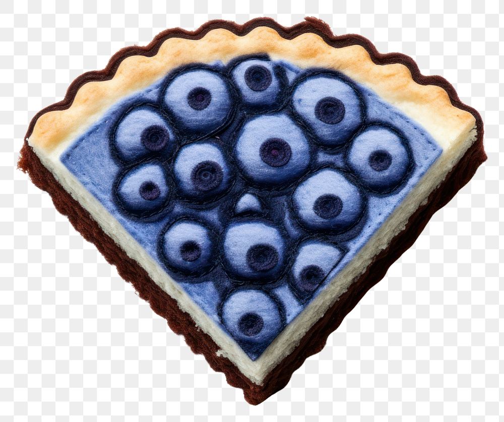 PNG Felt stickers of a single blueberry cheese pie confectionery porcelain produce.
