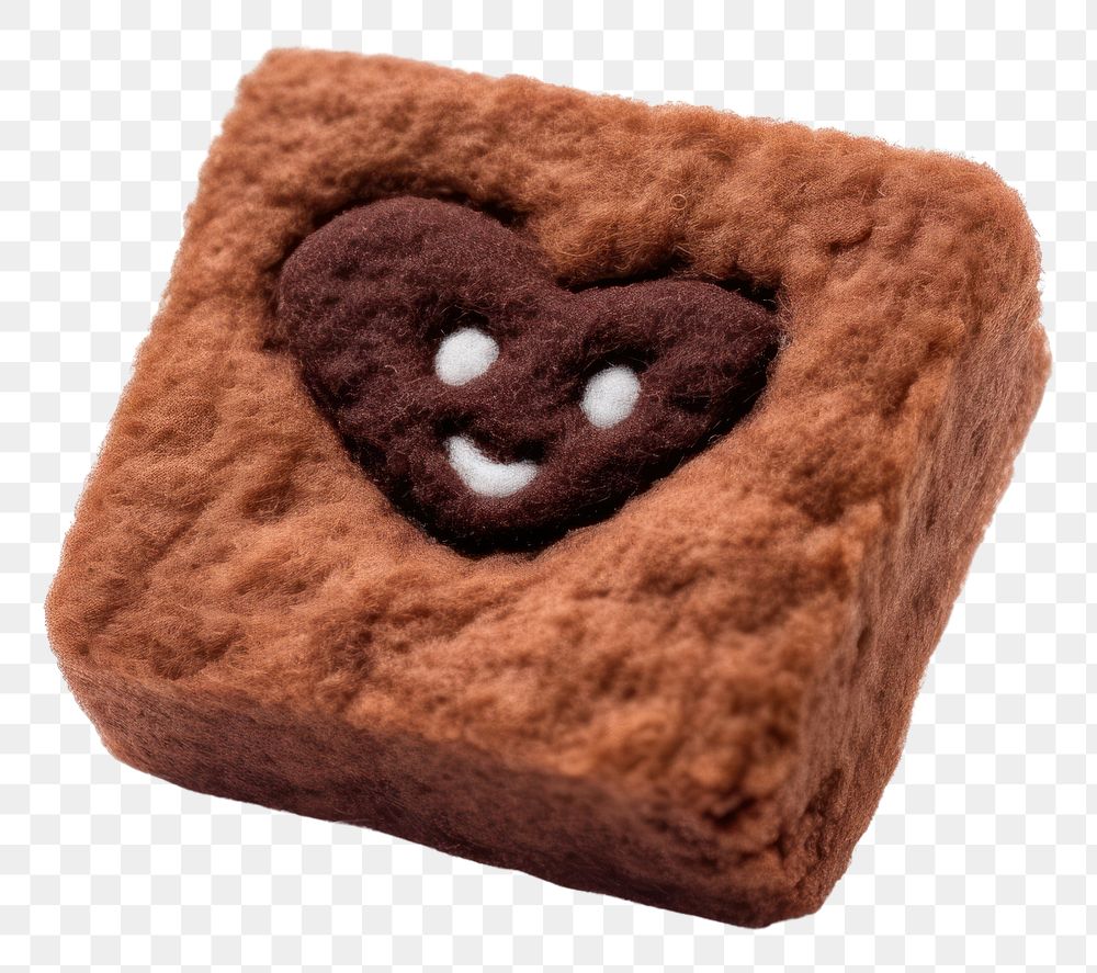 PNG Felt stickers of a single brownie confectionery chocolate biscuit.