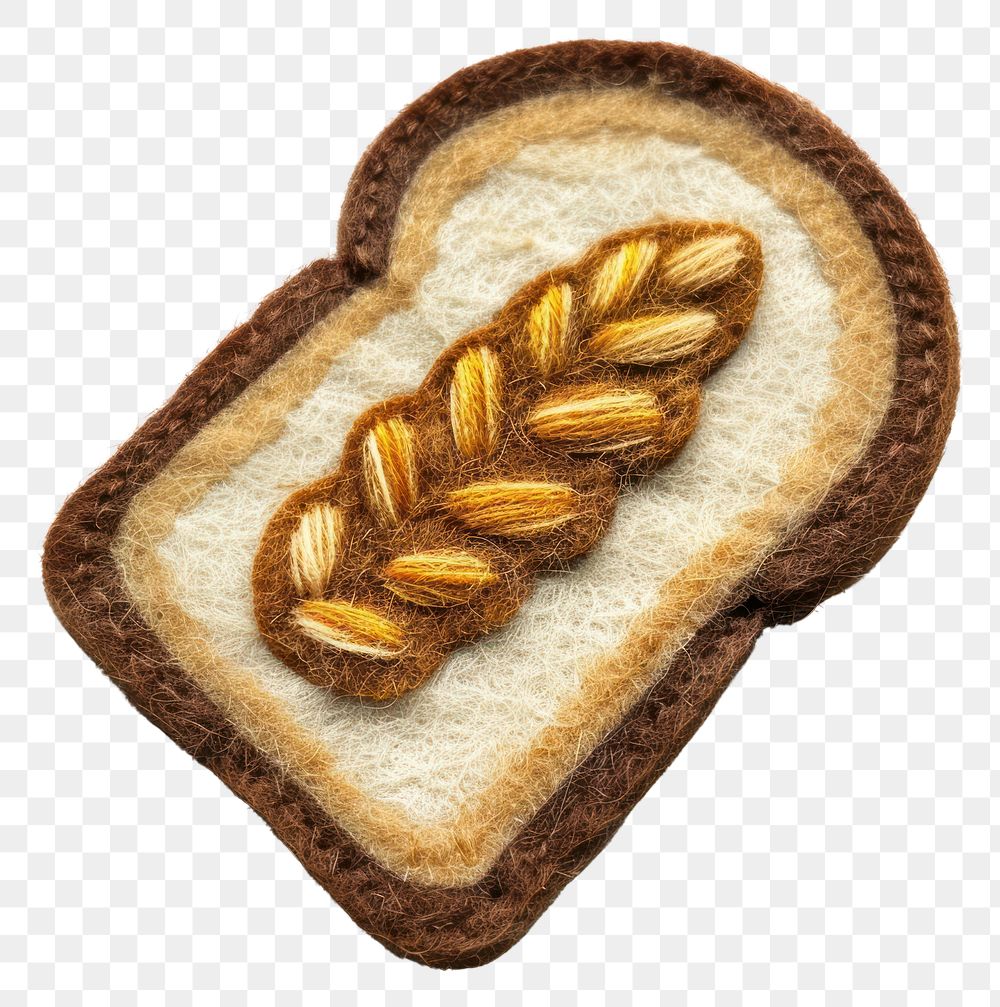 PNG Felt stickers of a single bread toast food.