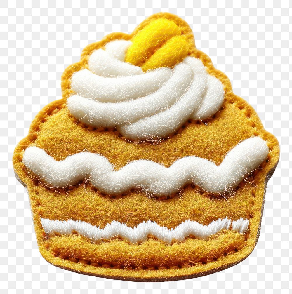 PNG Felt stickers of a single butter cake confectionery dessert cupcake.