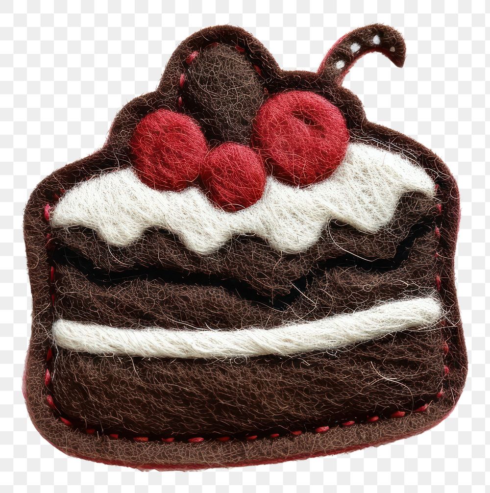 PNG Felt stickers of a single chocolate cake dessert torte cream.