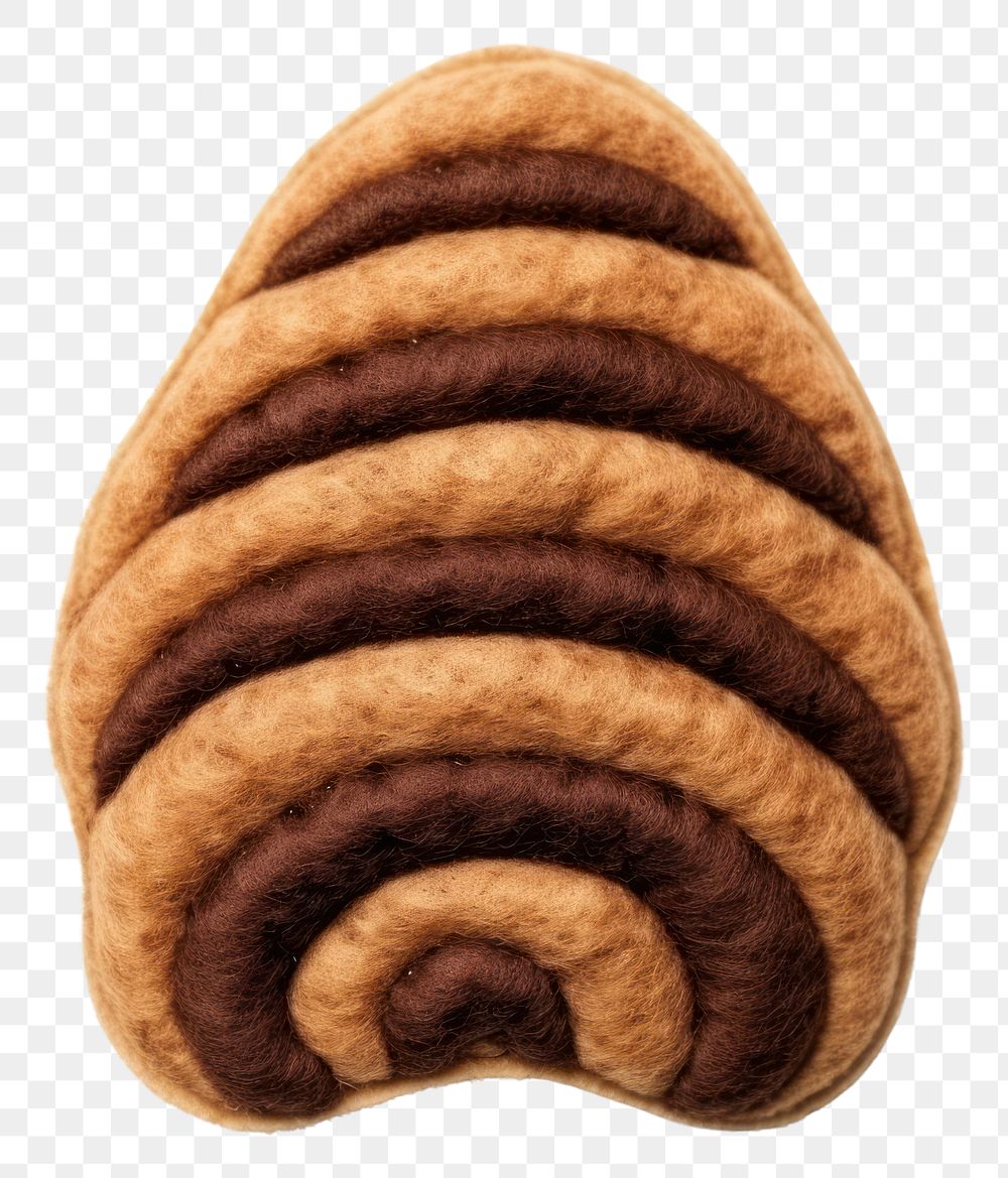 PNG Felt stickers of a single chocolate croissant confectionery biscuit sweets.