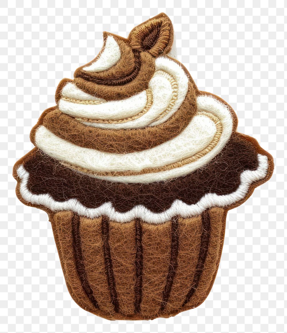 PNG Felt stickers of a single coffee cake cupcake dessert cream.